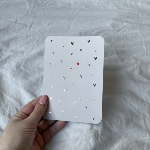 Wenskaart | Blanco hartjes goudfolie