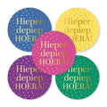 Cadeaustickers | Hieper de piep hoera 10 stuks goudfolie