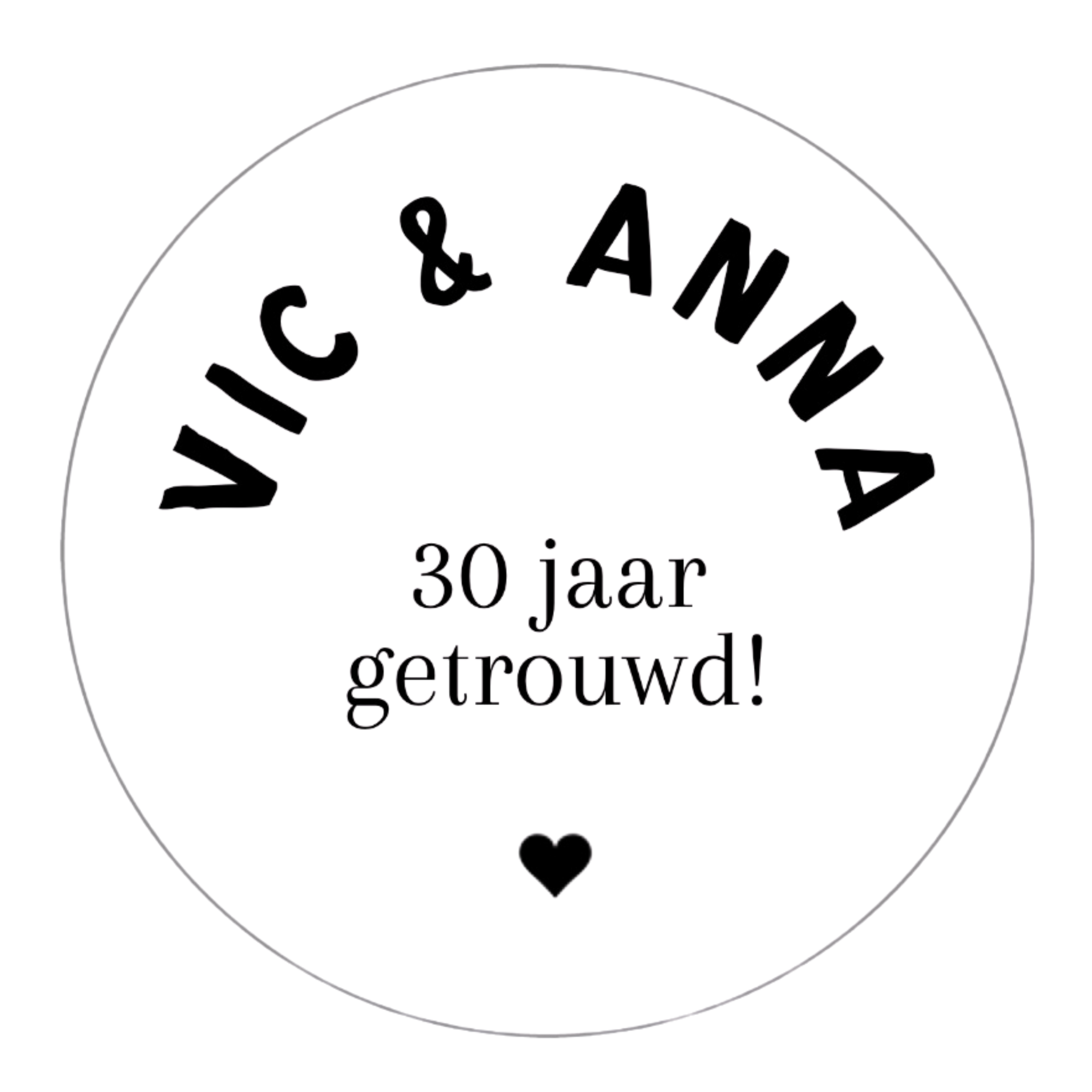 Gepersonaliseerde stickers | Namen + jaren + jaar getrouwd! 10 stuks