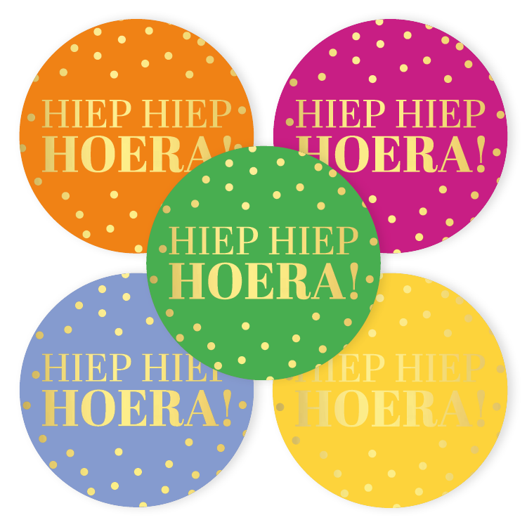Cadeaustickers | Hiep hiep hoera 10 stuks goudfolie
