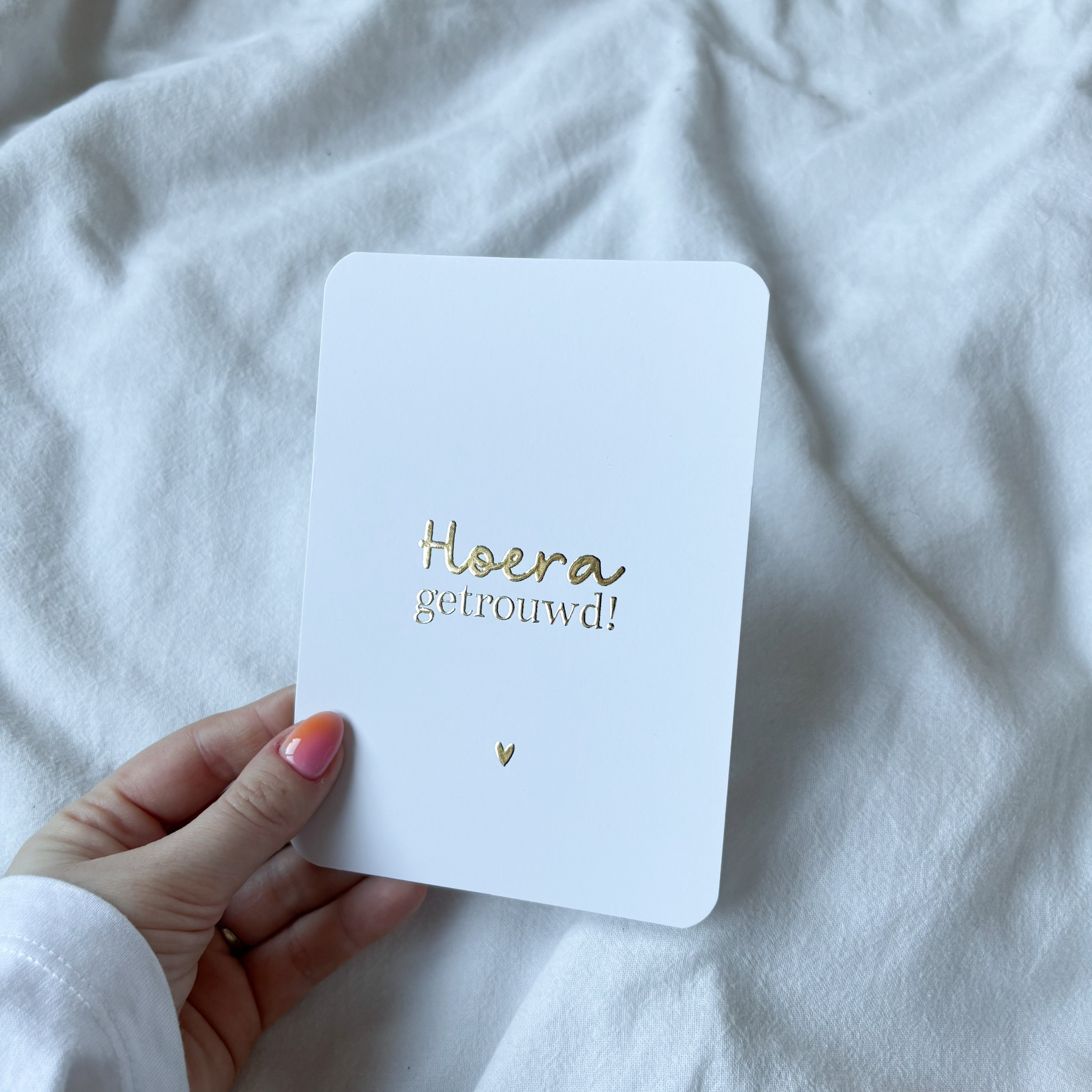 Wenskaart | Hoera getrouwd goudfolie