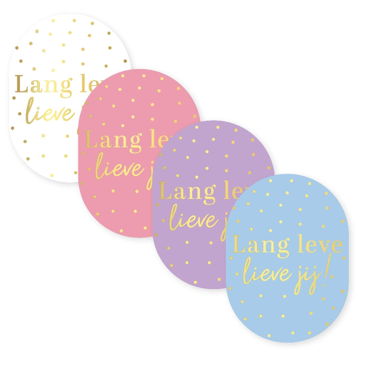Cadeaustickers | Lang leve lieve jij 10 stuks goudfolie