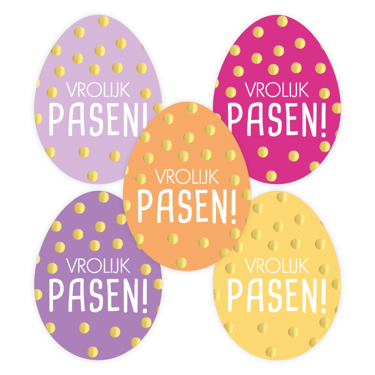 Cadeaustickers | Vrolijk Pasen 10 stuks goudfolie
