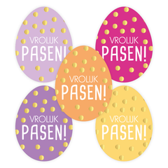 Cadeaustickers | Vrolijk Pasen 10 stuks goudfolie