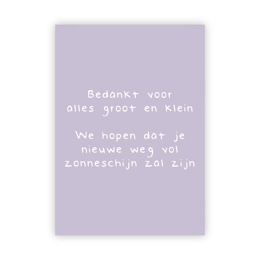 Dubbele wenskaart | Bedankt voor alles groot en klein