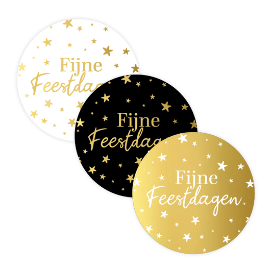 Cadeaustickers | Fijne feestdagen 10 stuks goudfolie