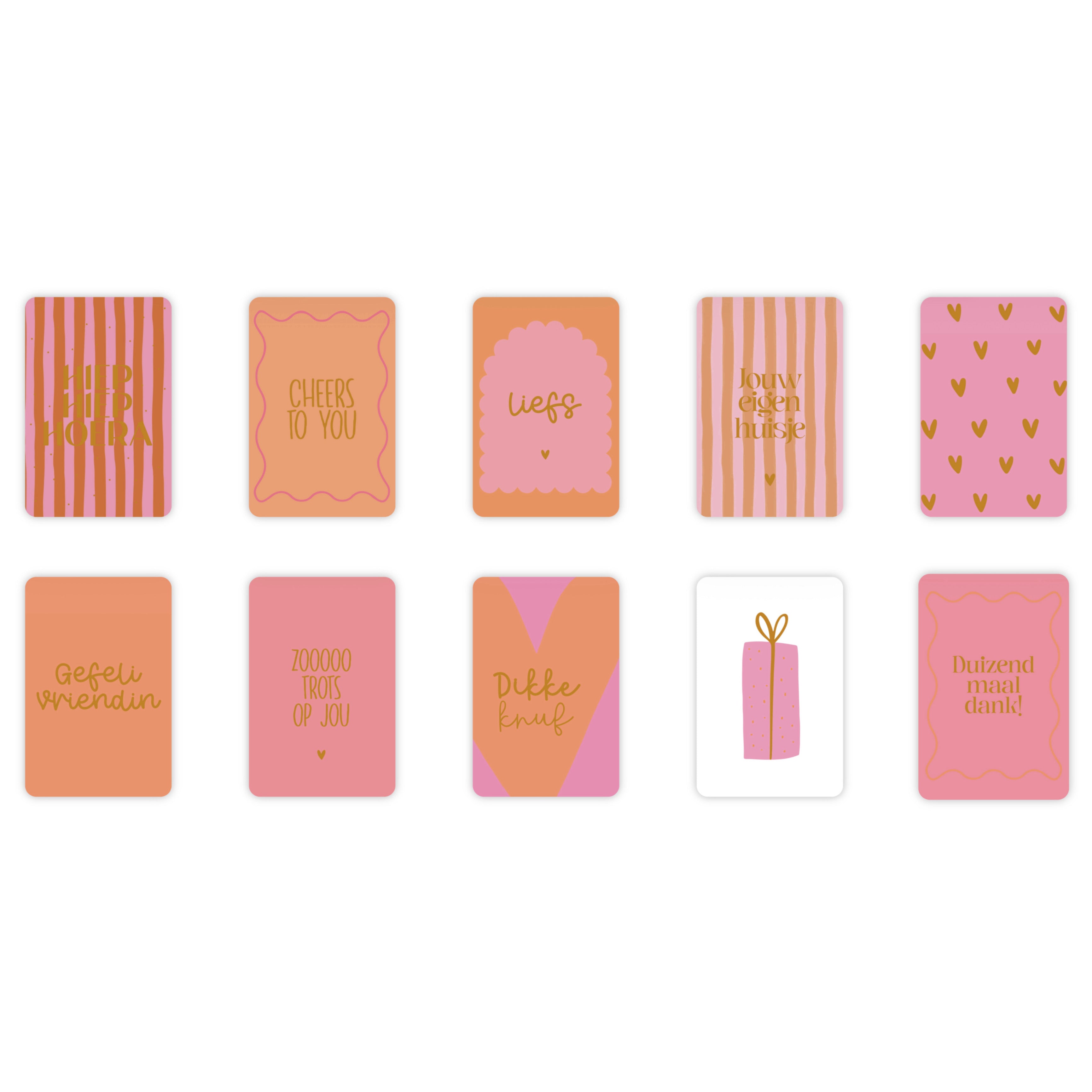 Wenskaarten | Set van 20 met goudfolie