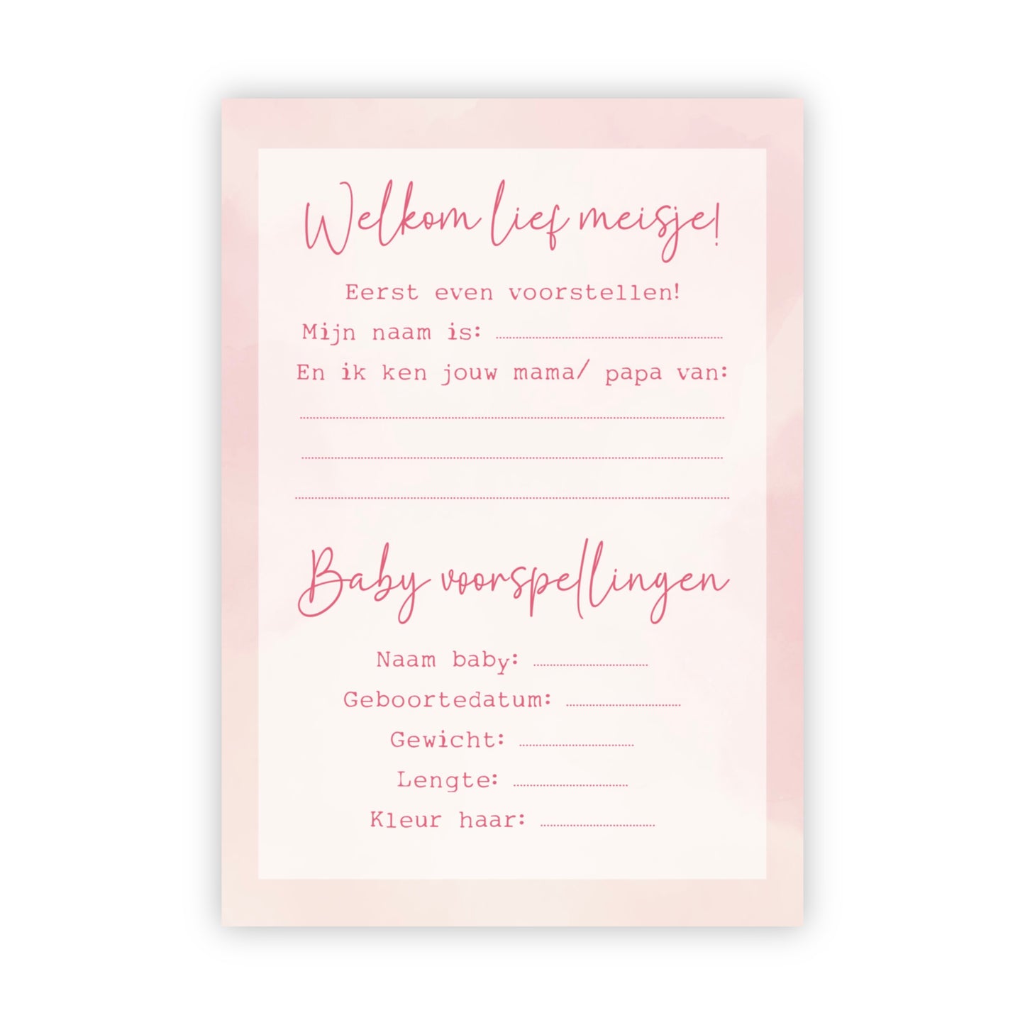 Invulkaarten babyshower | Set van 10