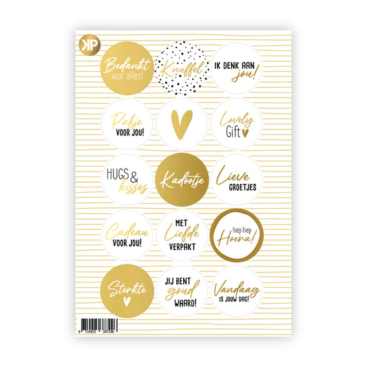 Cadeaustickers | Stickervel “gold/ white”