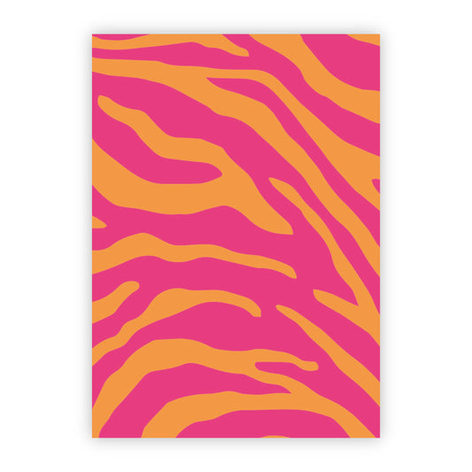 Wenskaart | Zebra roze/ oranje