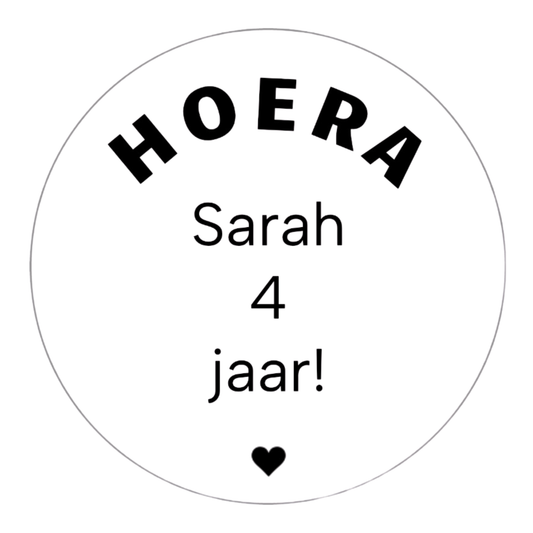 Gepersonaliseerde stickers | Hoera + naam + leeftijd + jaar 10 stuks