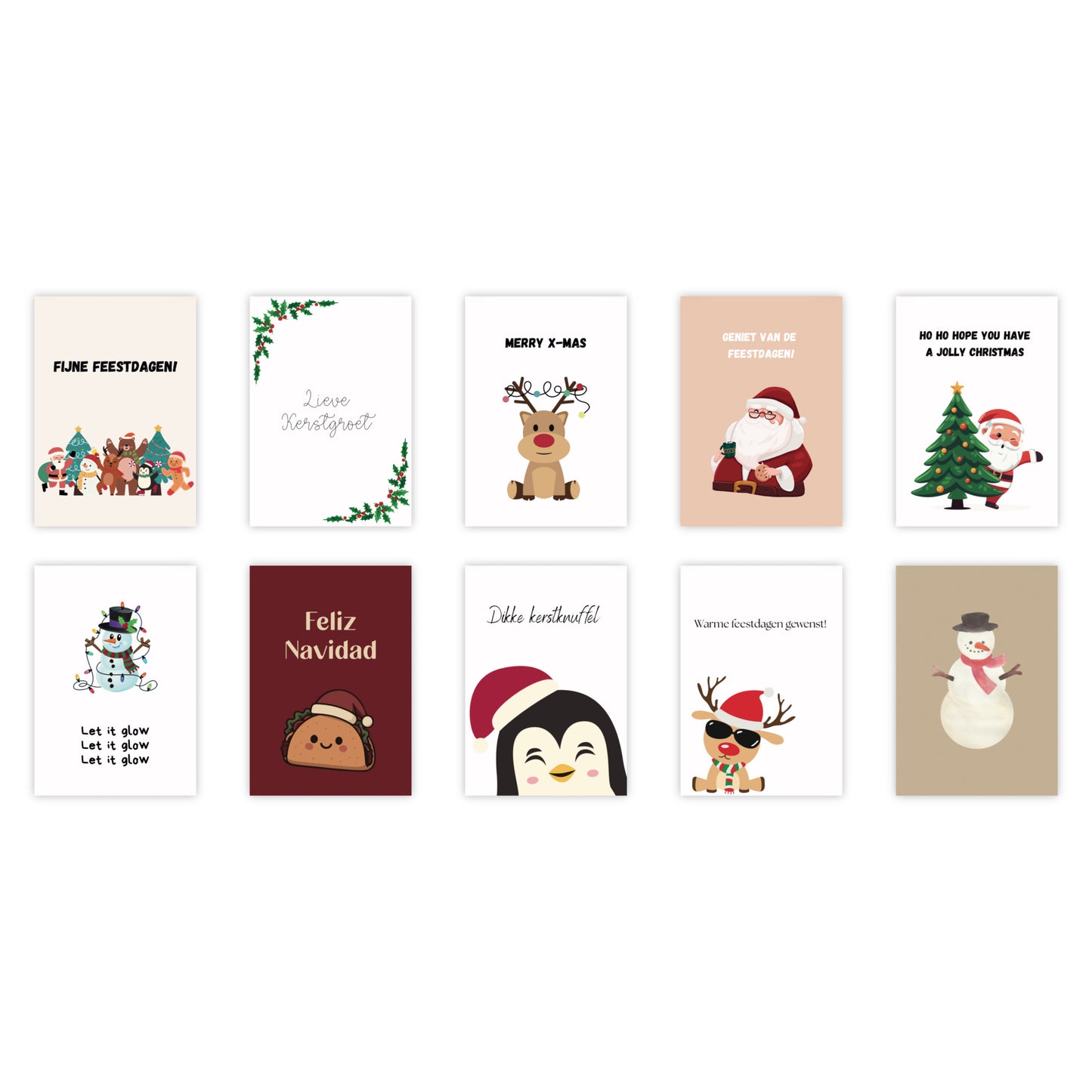Dubbele kerstkaarten | Set van 10