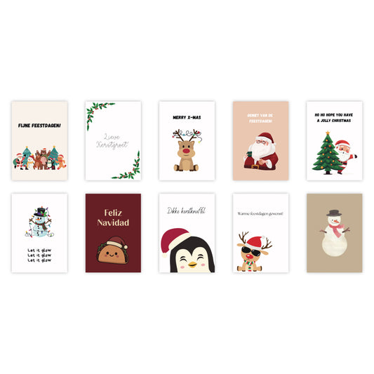 Dubbele kerstkaarten | Set van 10