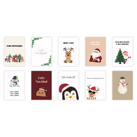 Dubbele kerstkaarten | Set van 10