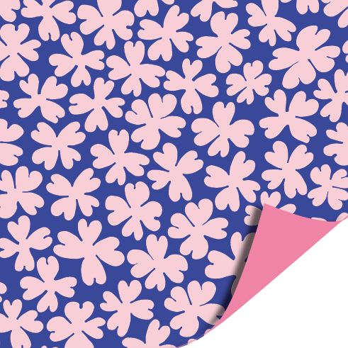 Cadeaupapier | Flower power blauw/ roze