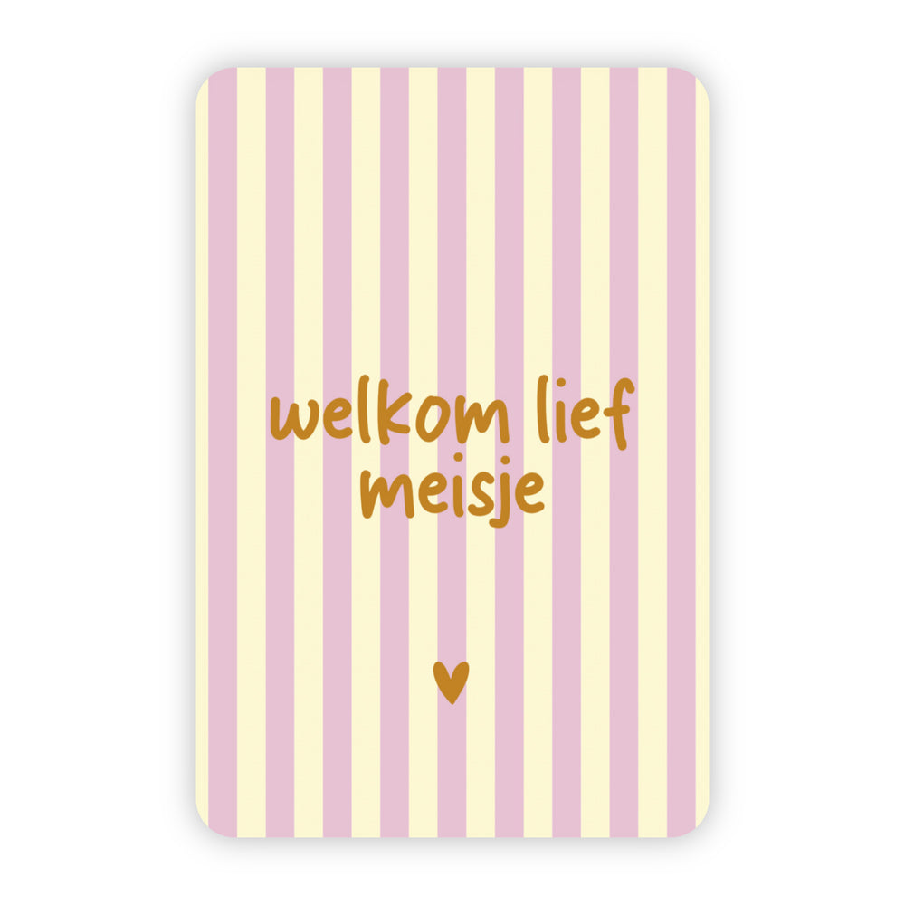 Wenskaart | Welkom lief meisje goudfolie