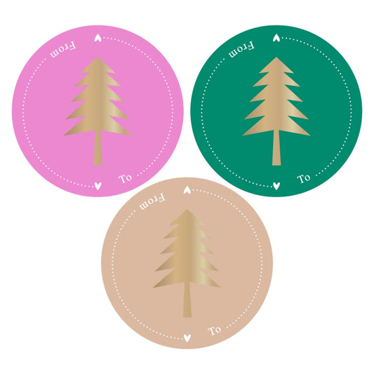 Cadeaustickers | Christmas tree 10 stuks goudfolie