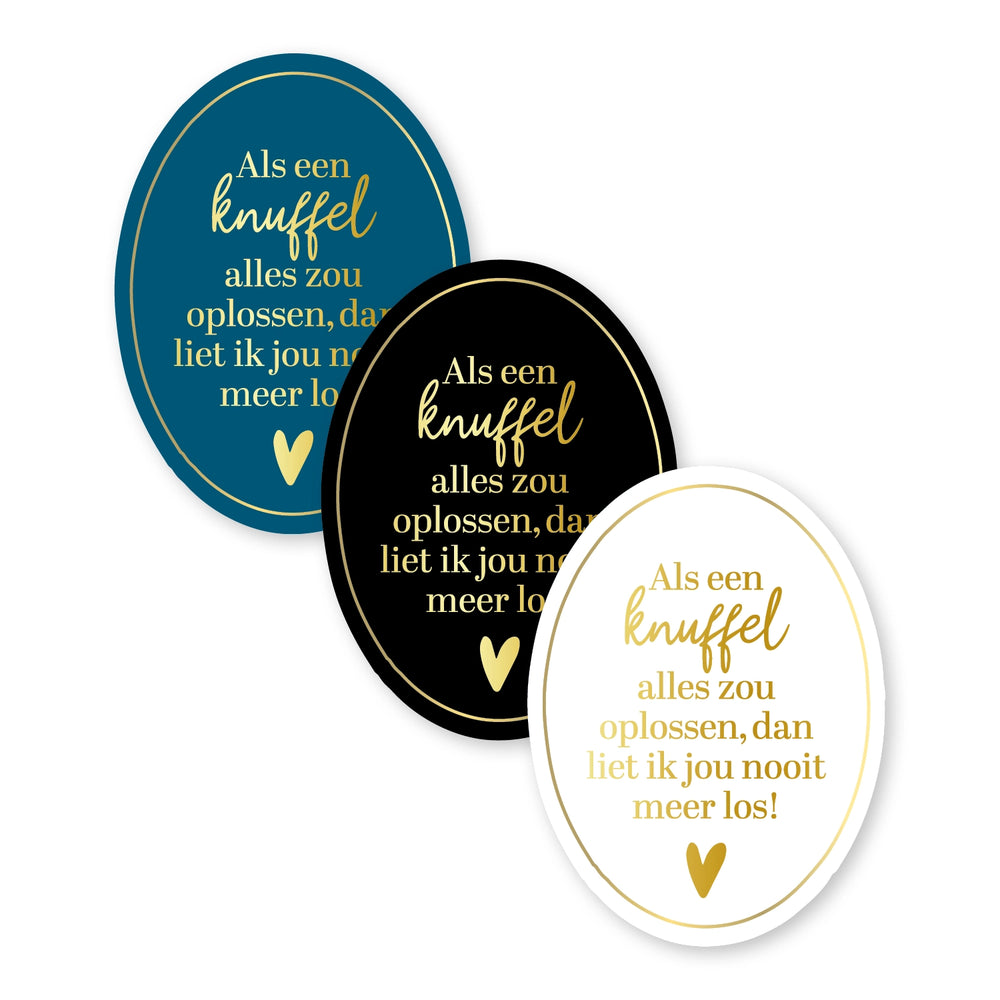 Cadeaustickers | Knuffel 10 stuks goudfolie