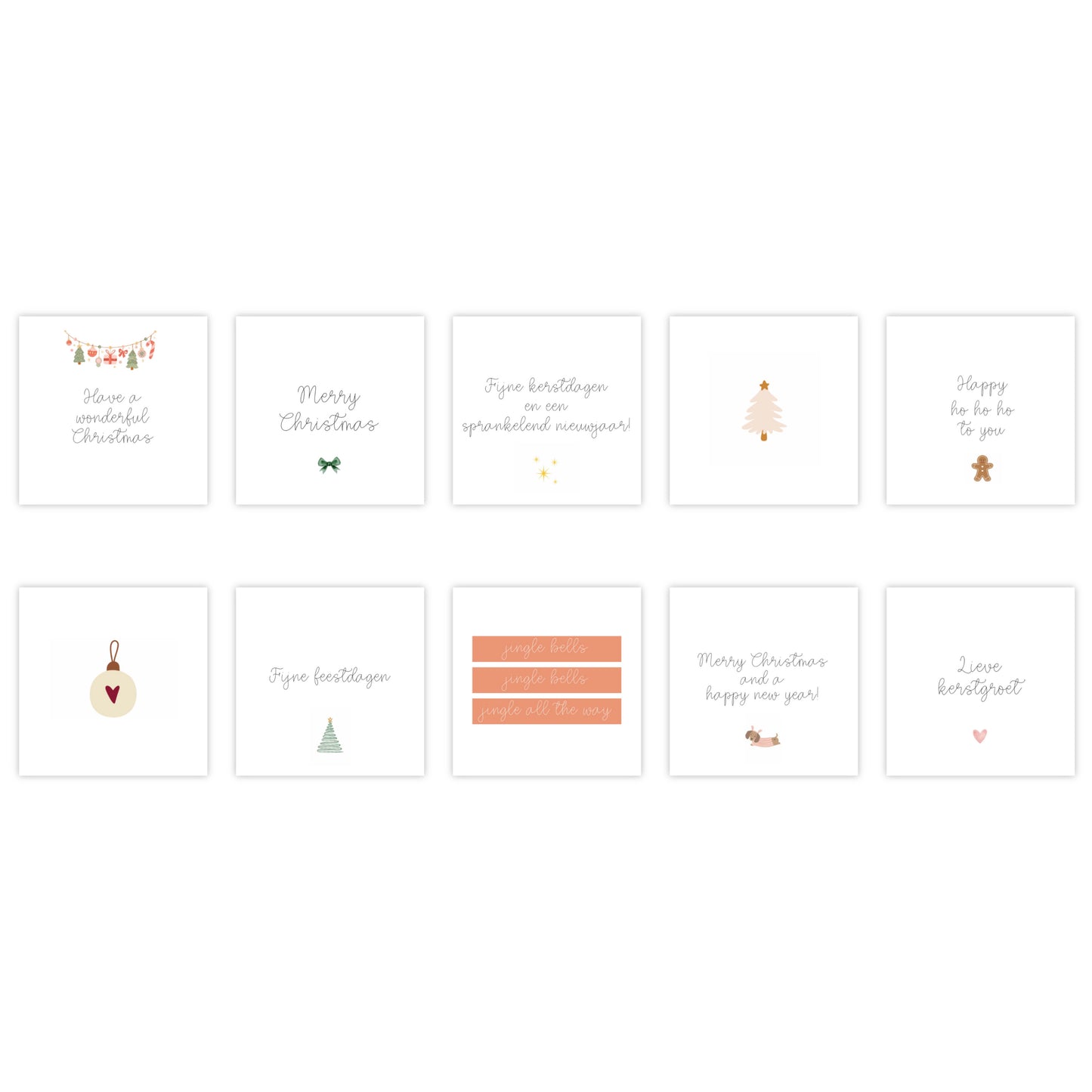 Dubbele kerstkaarten | Set van 10