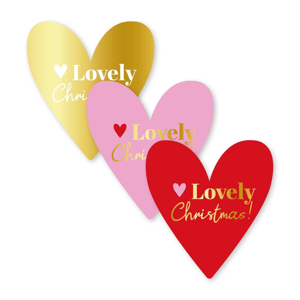 Cadeaustickers | Lovely Christmas 10 stuks goudfolie