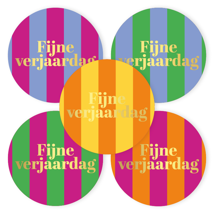 Cadeaustickers | Fijne verjaardag 10 stuks goudfolie