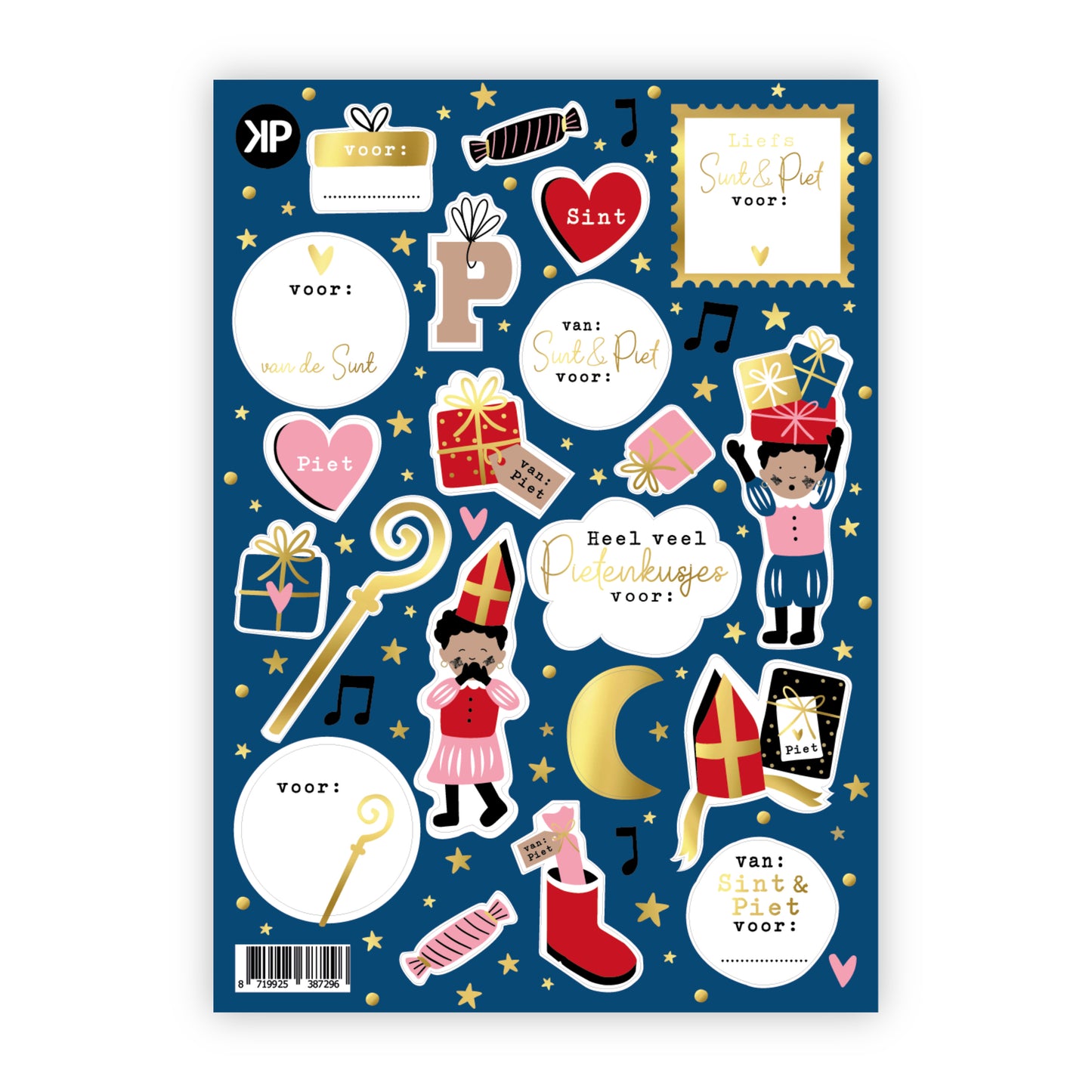 Stickervel | Sint & piet goudfolie
