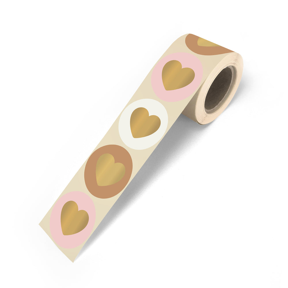 Cadeaustickers | Hartjes 10 stuks goudfolie