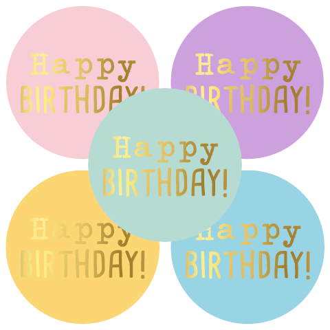 Cadeaustickers | Happy birthday pastel 10 stuks