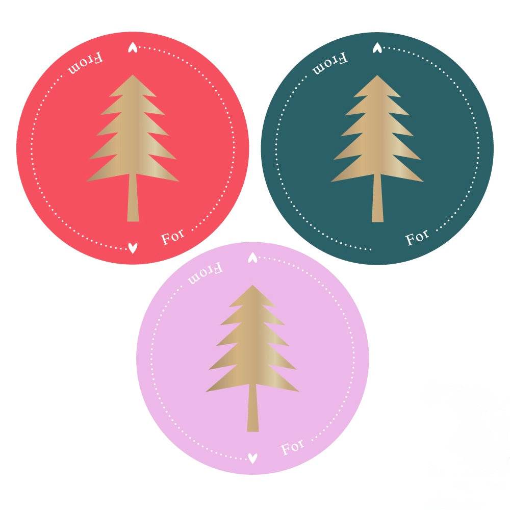 Cadeaustickers | Kerstbomen 10 stuks goudfolie