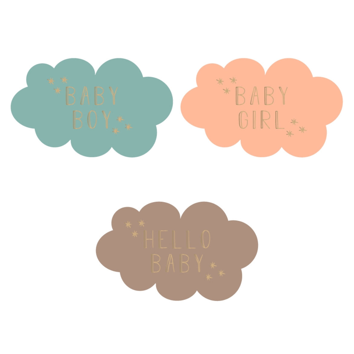 Cadeaustickers | Baby cloud 10 stuks goudfolie
