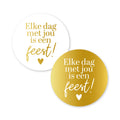Cadeaustickers | Elke dag met jou is een feest 10 stuks goudfolie