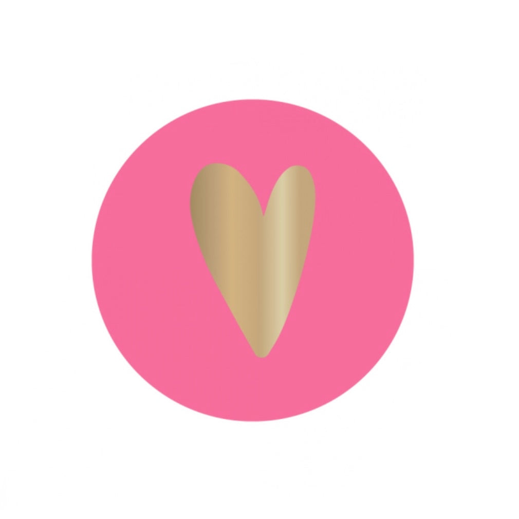 Cadeaustickers | Hartje roze 10 stuks goudfolie