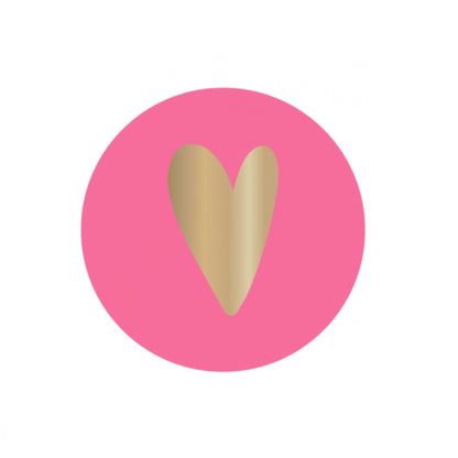 Cadeaustickers | Hartje roze 10 stuks goudfolie