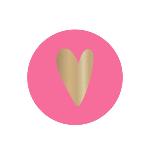 Cadeaustickers | Hartje roze 10 stuks goudfolie