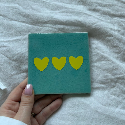 Tegeltje | Mint - hartjes