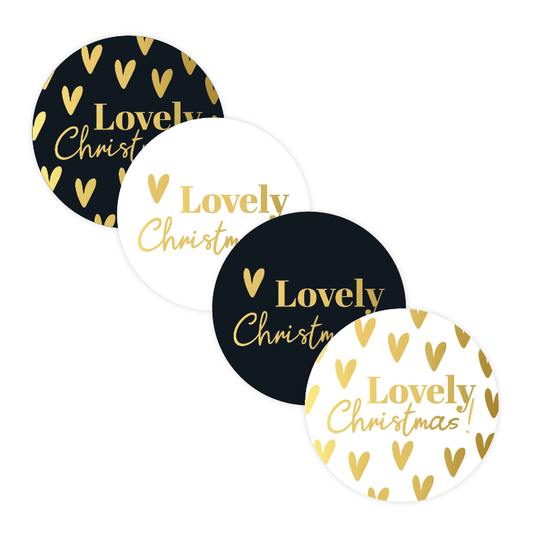 Cadeaustickers | Lovely Christmas 10 stuks goudfolie