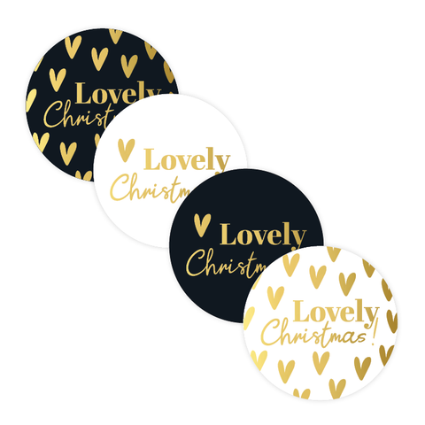 Cadeaustickers | Lovely Christmas 10 stuks goudfolie