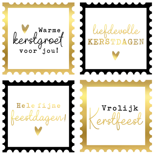 Cadeaustickers | Fijne feestdagen 10 stuks goudfolie