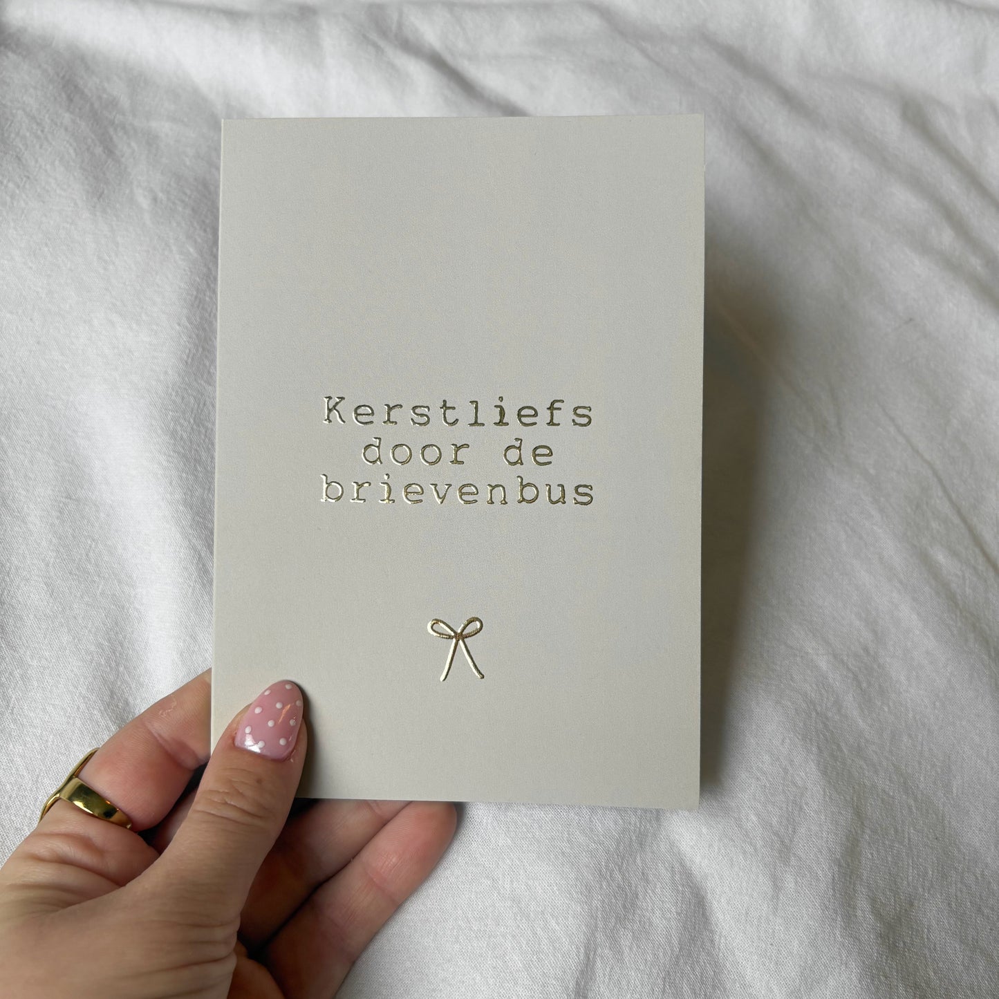 Dubbele kerstkaart goudfolie | Kerstliefs door de brievenbus