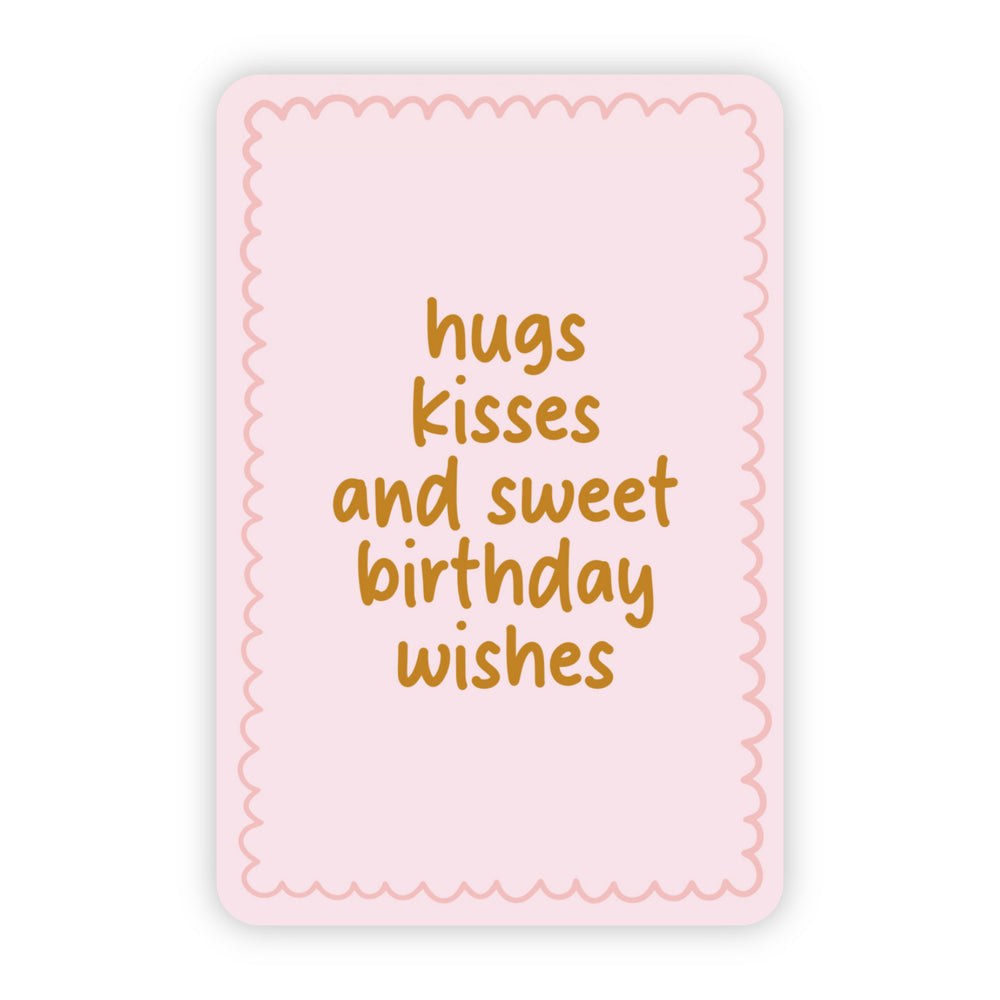 Wenskaart | Hugs kisses and sweet birthday wishes