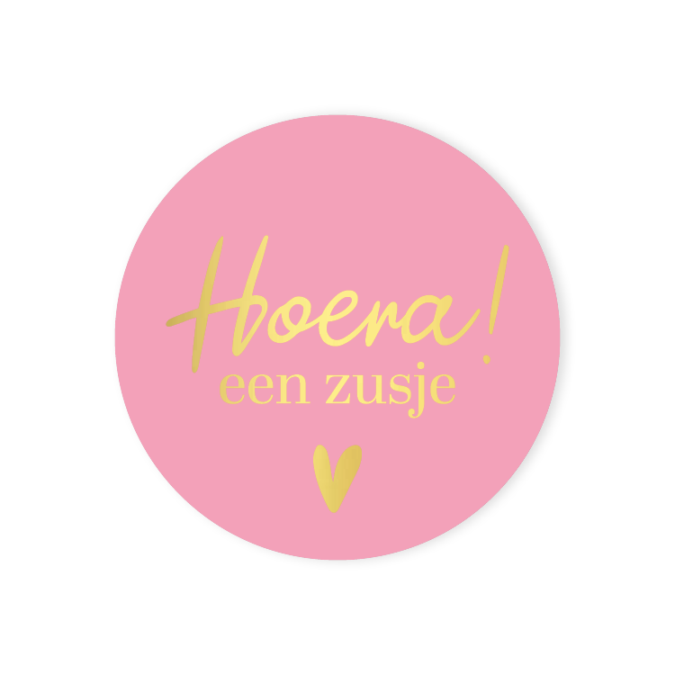 Cadeaustickers | Hoera een zusje 10 stuks goudfolie