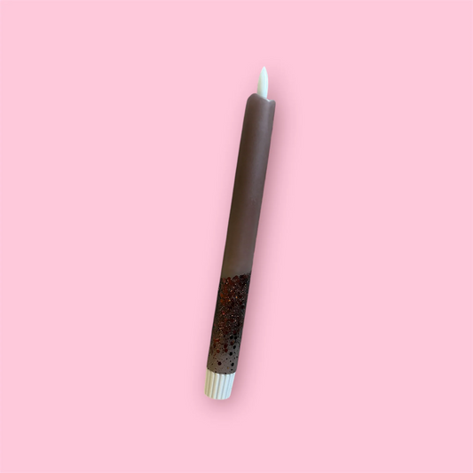 Kaarsen | LED bruin glitter
