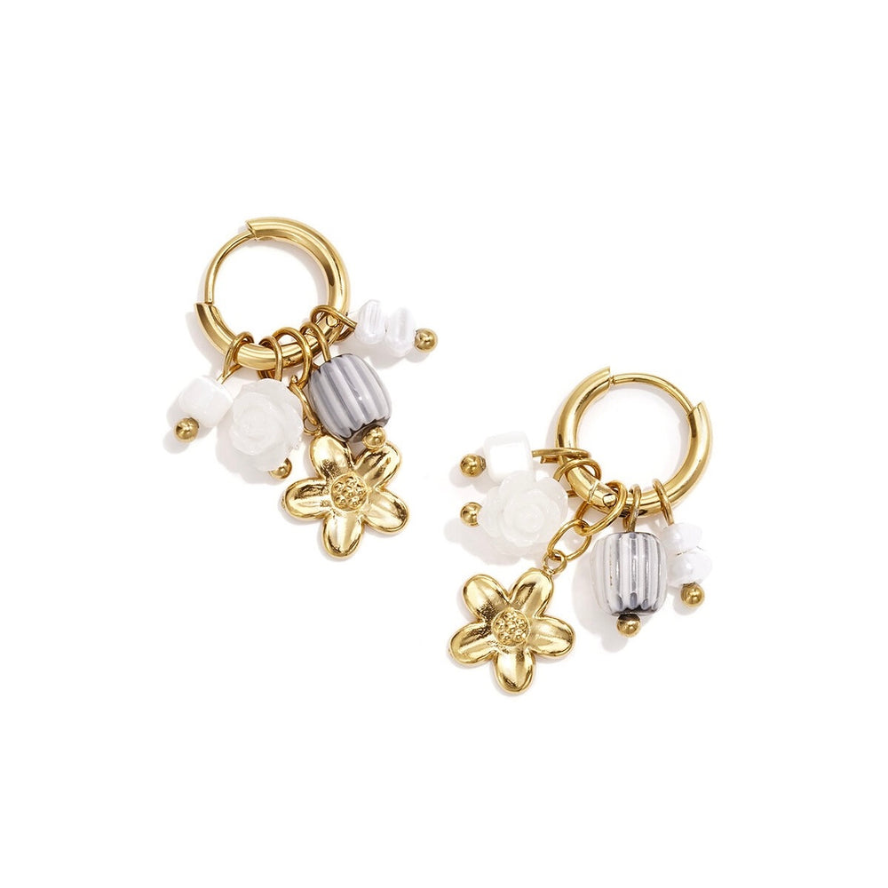 Oorbellen | Sofie goud wit/blauw