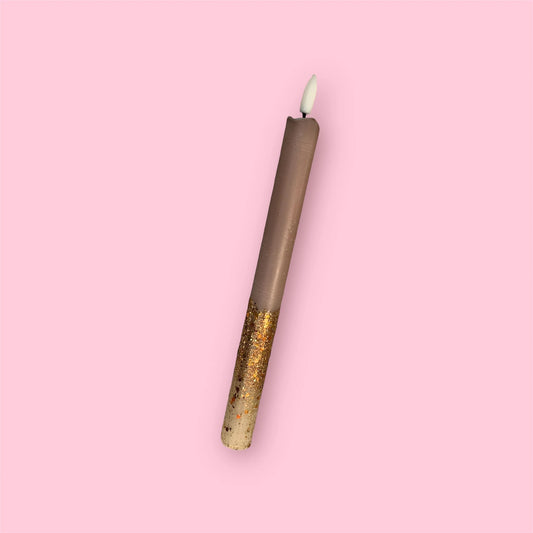 Kaarsen | LED bruin glitter