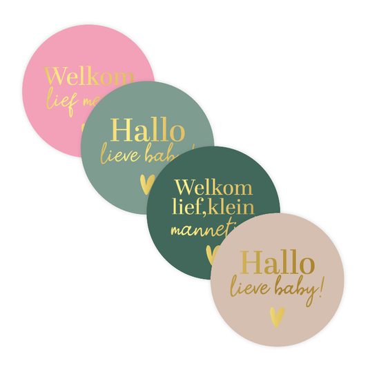 Cadeaustickers | Hallo lieve baby 10 stuks goudfolie