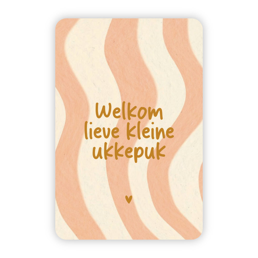 Wenskaart | Welkom lieve kleine ukkepuk goudfolie