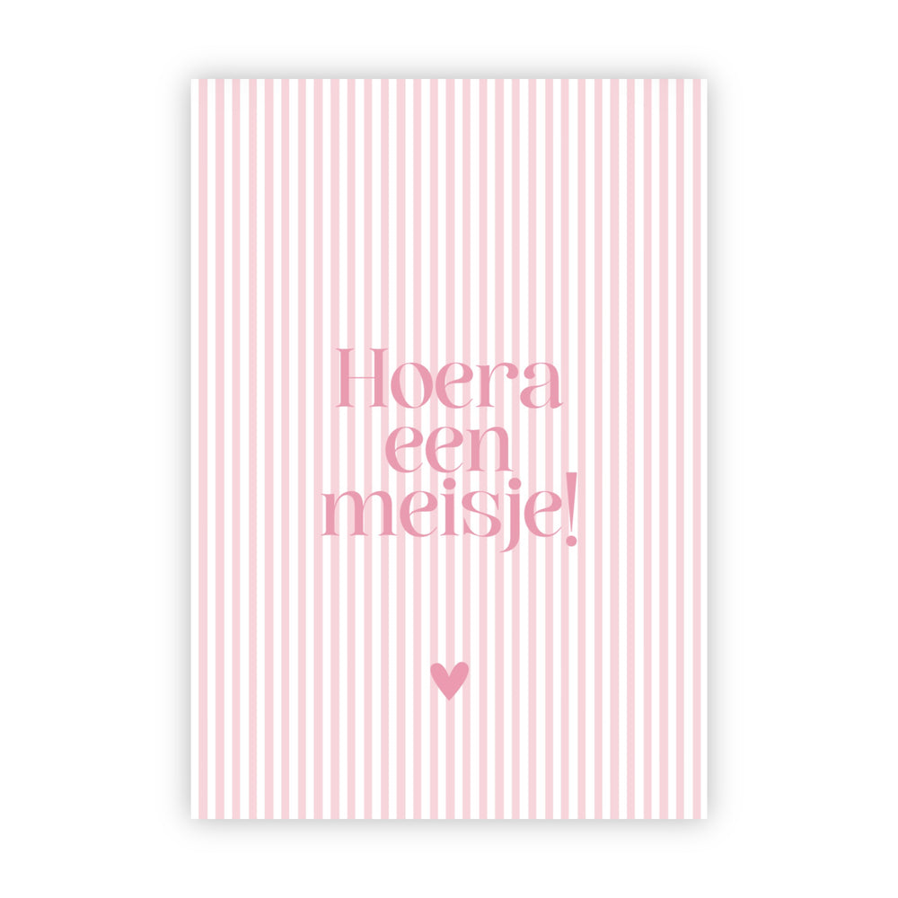 Dubbele wenskaart | Hoera een meisje