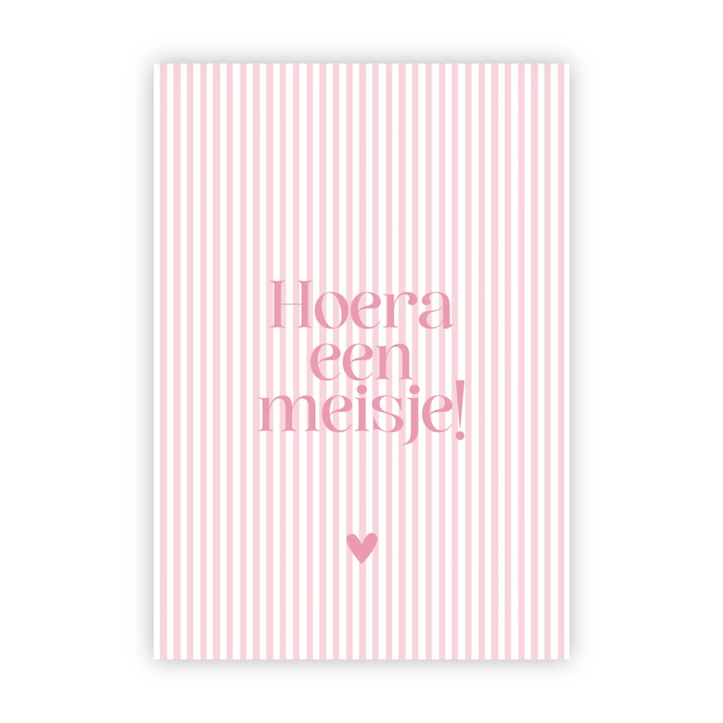 Dubbele wenskaart | Hoera een meisje