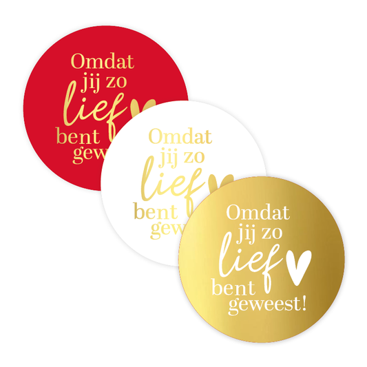 Cadeaustickers | Omdat je zo lief bent geweest 10 stuks goudfolie