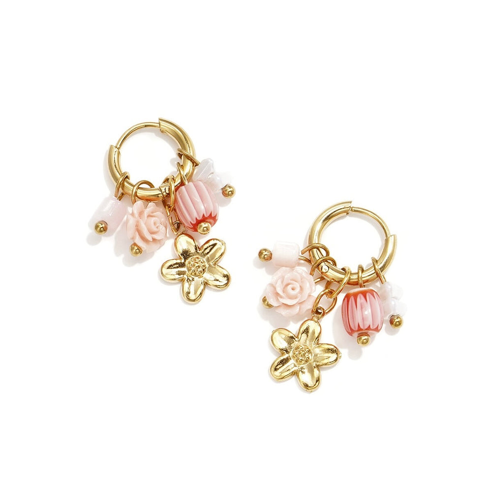 Oorbellen | Sofie goud wit/roze